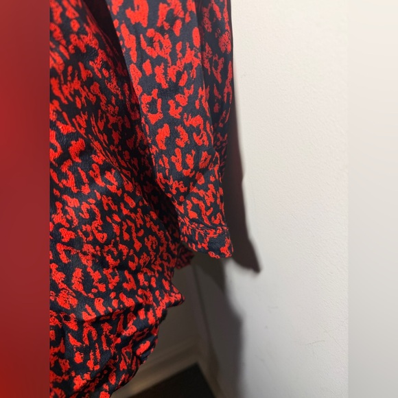 Zara Woman Premium Collection Red Cheetah Print Shirt Blouse Small - Picture 5 of 9
